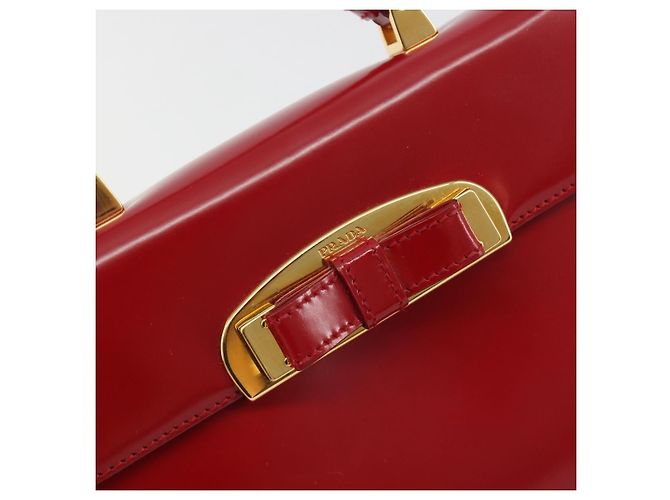 PRADA Hand Bag Leather Red Gold - vista 19