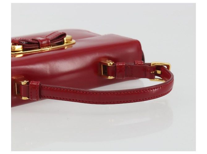 PRADA Hand Bag Leather Red Gold - vista 7