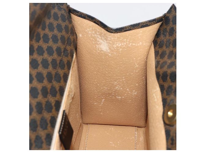 Céline CELINE Macadam Canvas Hand Bag PVC Leather Black Gold - vista 11