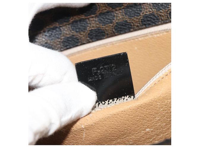 Céline CELINE Macadam Canvas Hand Bag PVC Leather Black Gold - vista 12