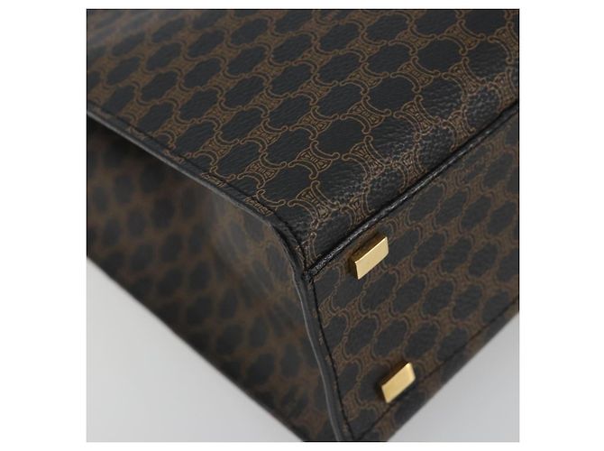 Céline CELINE Macadam Canvas Hand Bag PVC Leather Black Gold - vista 15