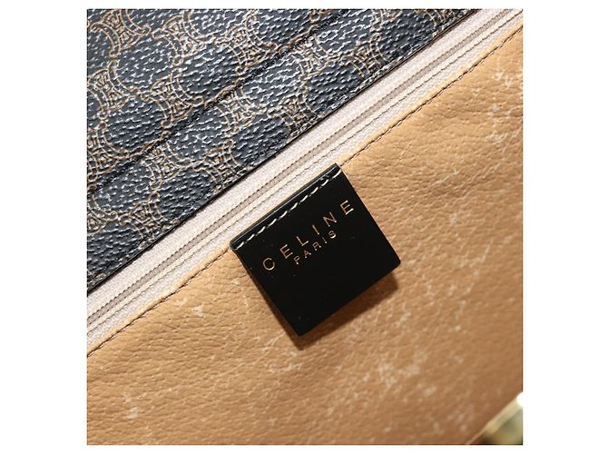 Céline CELINE Macadam Canvas Hand Bag PVC Leather Black Gold - vista 18