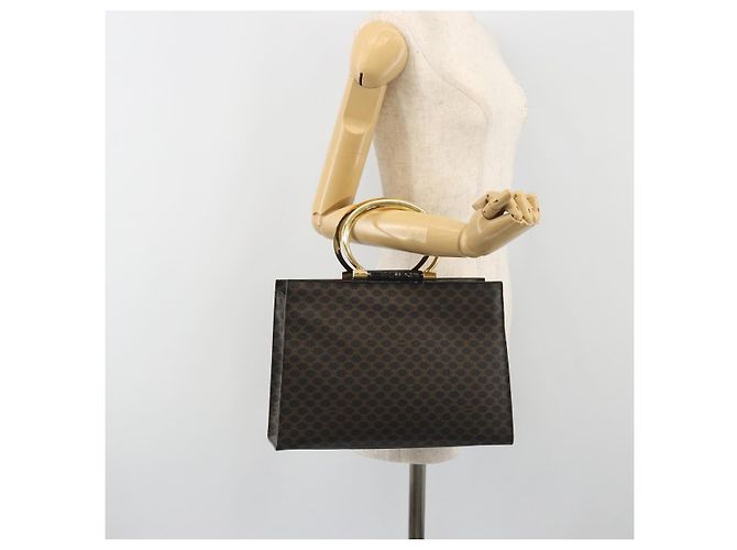Céline CELINE Macadam Canvas Hand Bag PVC Leather Black Gold - vista 22