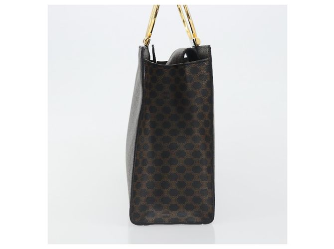 Céline CELINE Macadam Canvas Hand Bag PVC Leather Black Gold - vista 3