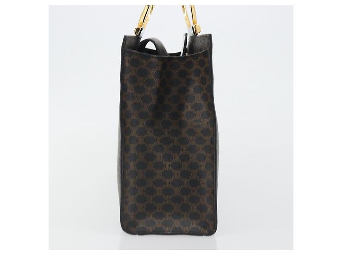 Céline CELINE Macadam Canvas Hand Bag PVC Leather Black Gold - vista 4