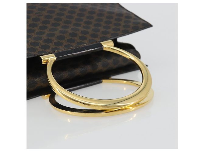 Céline CELINE Macadam Canvas Hand Bag PVC Leather Black Gold - vista 7