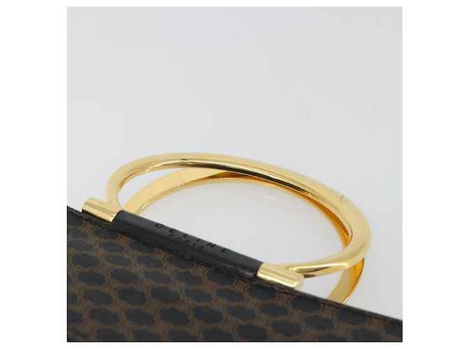 Céline CELINE Macadam Canvas Hand Bag PVC Leather Black Gold - vista 8