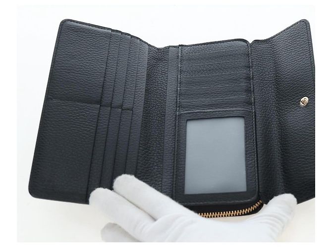 GUCCI Interlocking Round Long Wallet Leather Outlet Black 449397 - vista 9