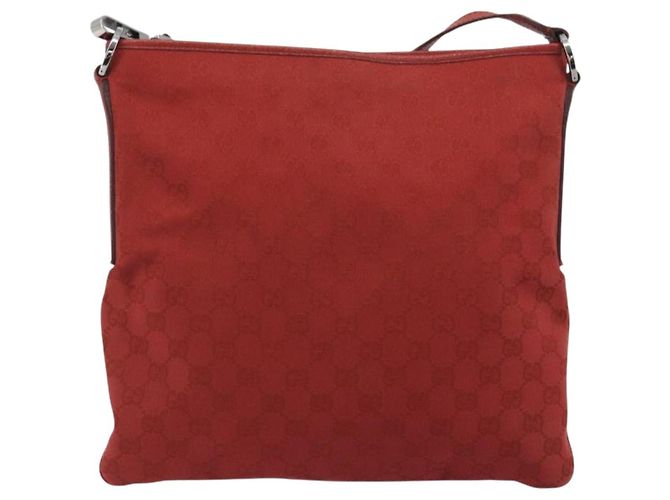 GUCCI GG Canvas Shoulder Bag Red Silver 113013 - vista 13