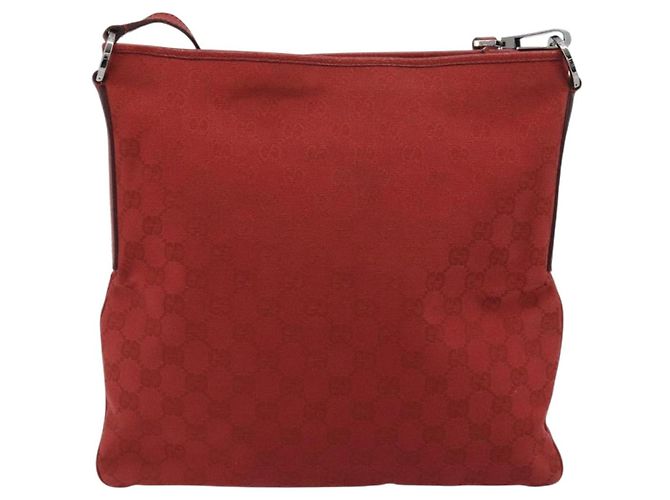 GUCCI GG Canvas Shoulder Bag Red Silver 113013 - vista 2