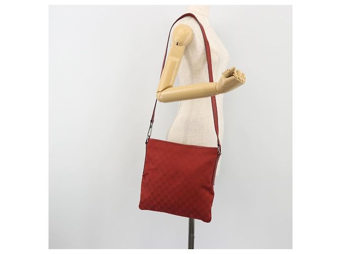 GUCCI GG Canvas Shoulder Bag Red Silver 113013 - vista 23