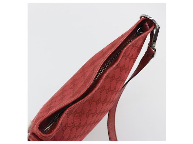 GUCCI GG Canvas Shoulder Bag Red Silver 113013 - vista 6