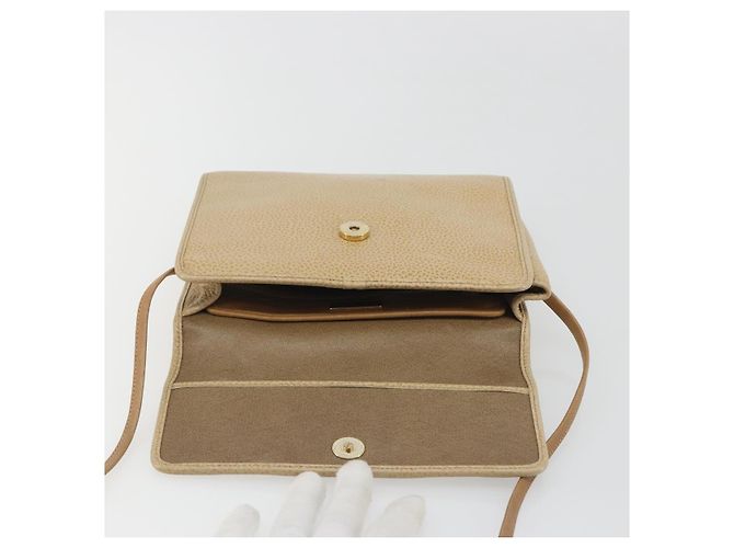 Christian Dior Shoulder Bag Leather Beige Gold Tone - vista 11