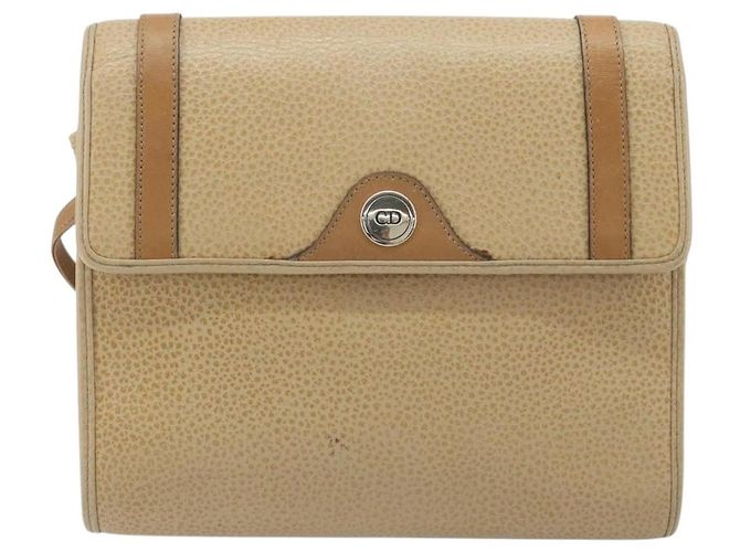 Christian Dior Shoulder Bag Leather Beige Gold Tone - vista 13