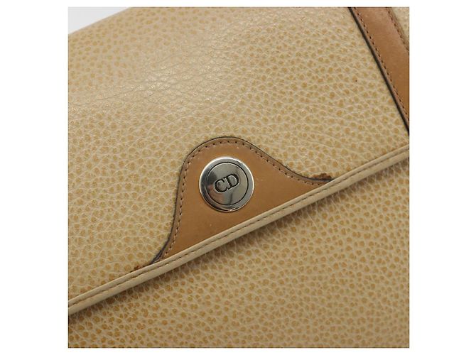 Christian Dior Shoulder Bag Leather Beige Gold Tone - vista 17