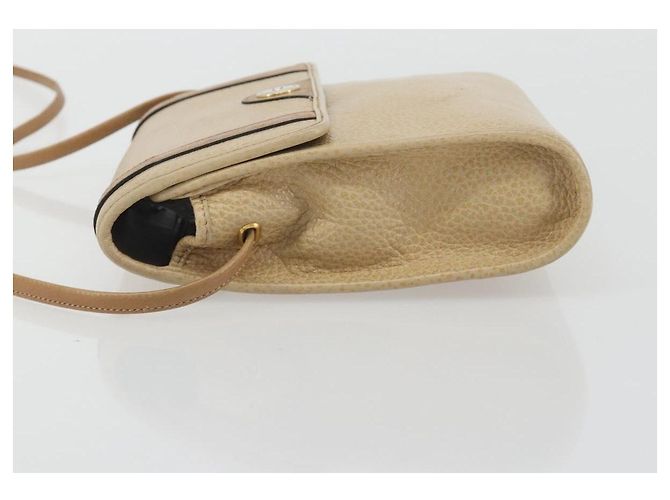 Christian Dior Shoulder Bag Leather Beige Gold Tone - vista 4