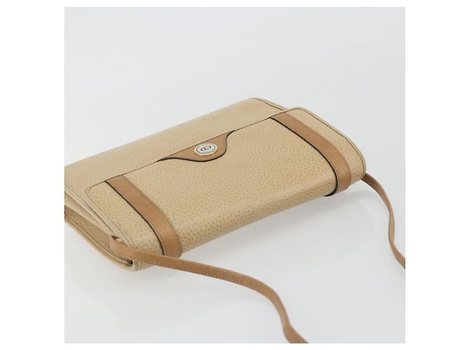 Christian Dior Shoulder Bag Leather Beige Gold Tone - vista 6