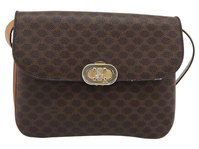 Céline CELINE Macadam Shoulder Bag PVC Leather Brown Gold Tone - vista 13