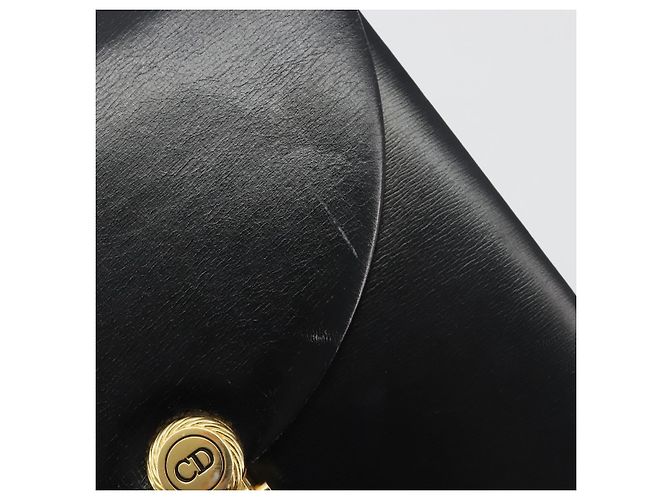 Christian Dior Sac à épaule à chaîne en cuir noir et doré - vue 10