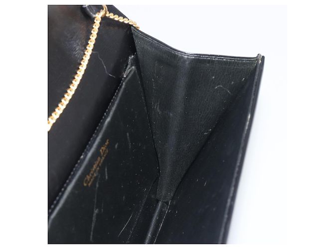 Christian Dior Sac à épaule à chaîne en cuir noir et doré - vue 21