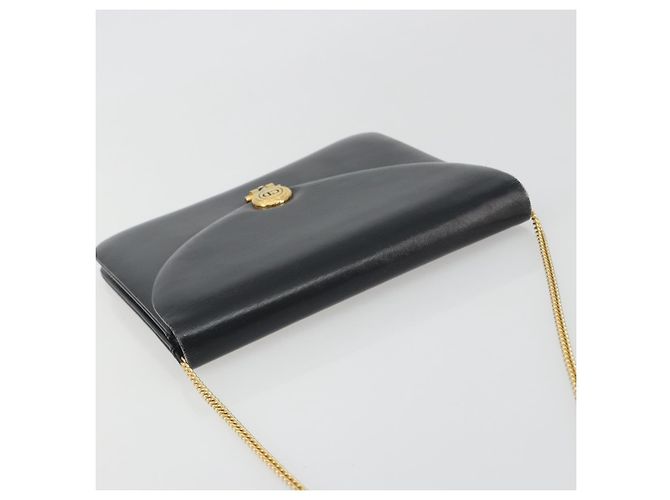 Christian Dior Sac à épaule à chaîne en cuir noir et doré - vue 6