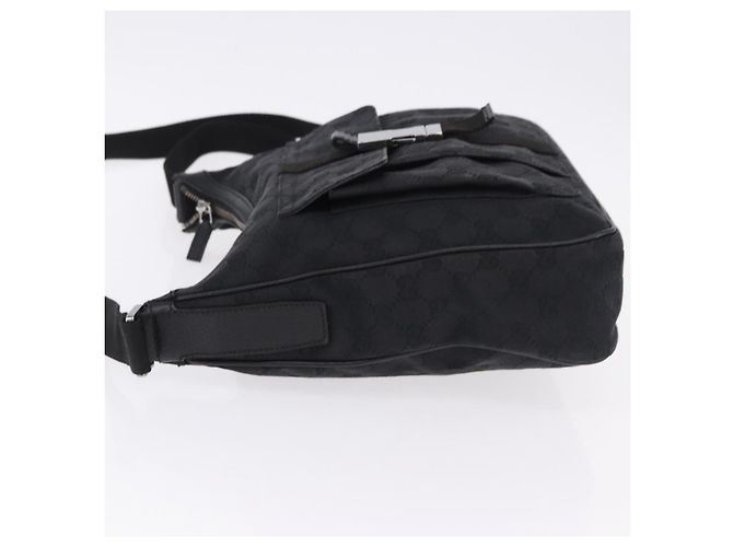 GUCCI GG Canvas Shoulder Bag Black Silver 131211 - vista 4