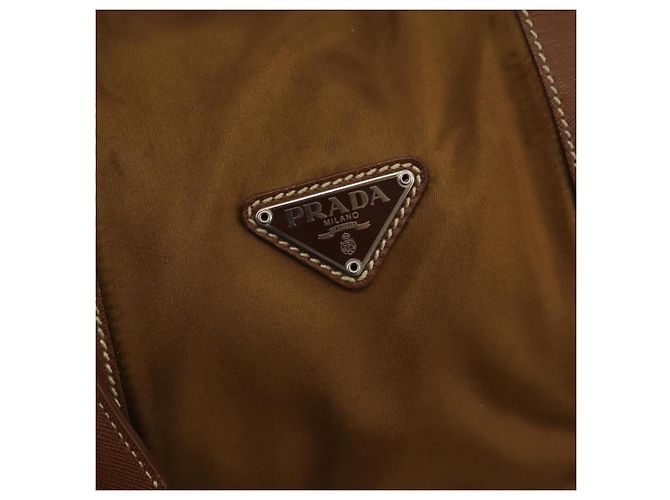 PRADA Boston Bag Nylon 2way Brown Silver - vista 19
