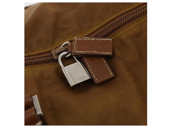 PRADA Boston Bag Nylon 2way Brown Silver - vista 22