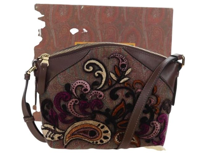 ETRO Paisley Patchwork Shoulder Bag PVC Leather Brown Bordeaux - vista 12