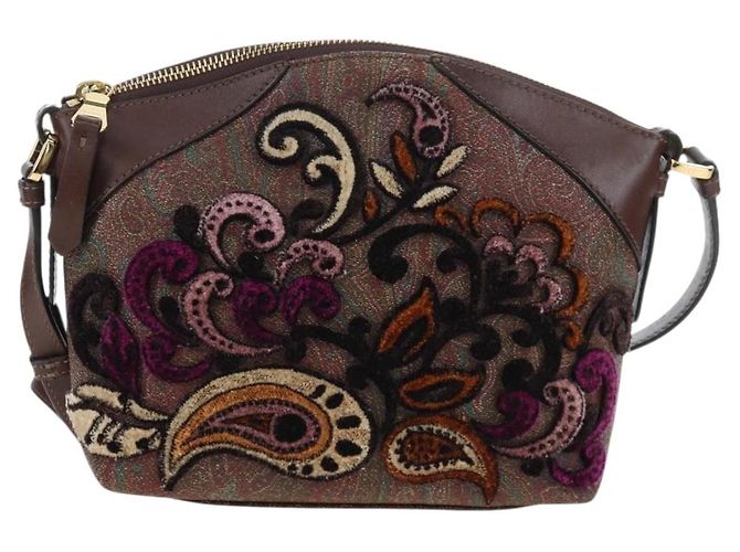 ETRO Paisley Patchwork Shoulder Bag PVC Leather Brown Bordeaux - vista 13