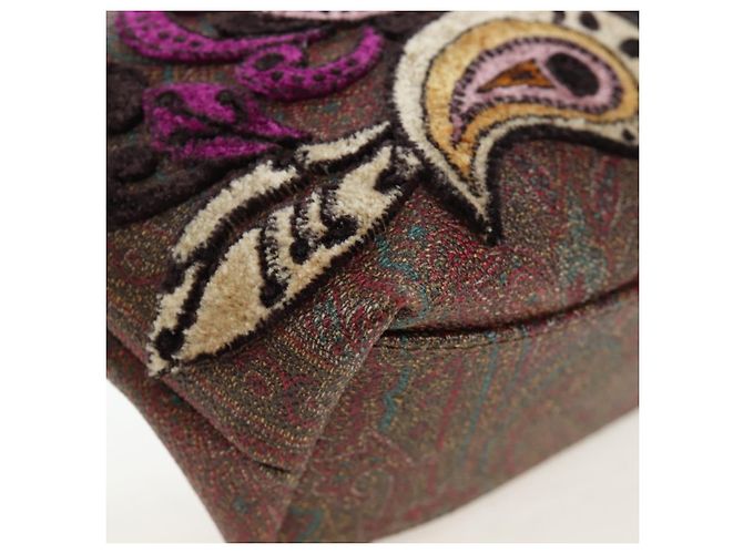 ETRO Paisley Patchwork Shoulder Bag PVC Leather Brown Bordeaux - vista 15