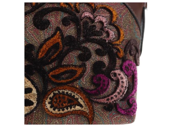 ETRO Paisley Patchwork Shoulder Bag PVC Leather Brown Bordeaux - vista 19