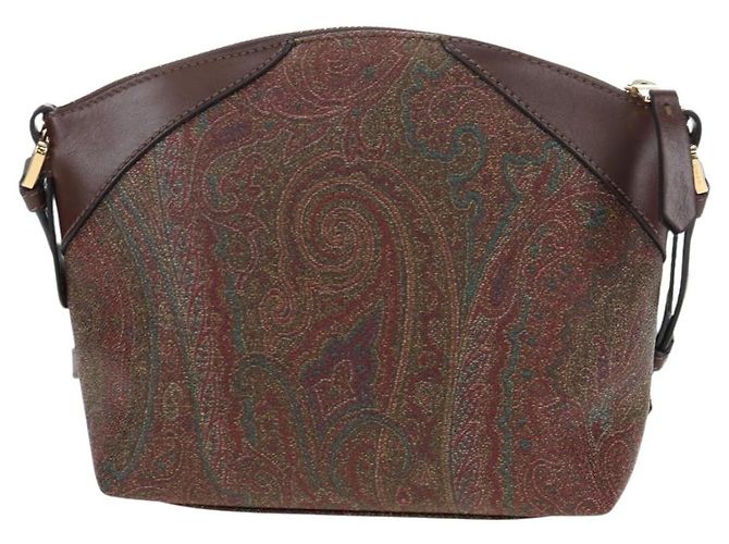 ETRO Paisley Patchwork Shoulder Bag PVC Leather Brown Bordeaux - vista 2