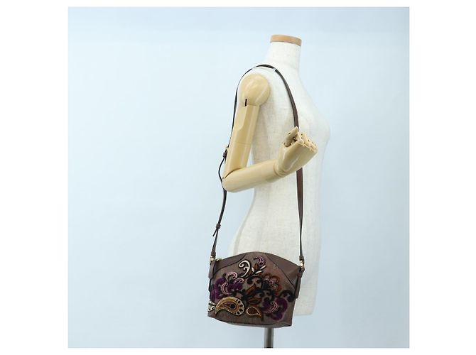ETRO Paisley Patchwork Shoulder Bag PVC Leather Brown Bordeaux - vista 27