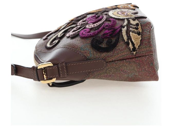 ETRO Paisley Patchwork Shoulder Bag PVC Leather Brown Bordeaux - vista 3