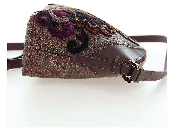 ETRO Paisley Patchwork Shoulder Bag PVC Leather Brown Bordeaux - vista 4