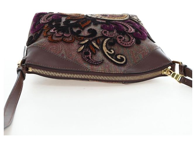 ETRO Paisley Patchwork Shoulder Bag PVC Leather Brown Bordeaux - vista 6