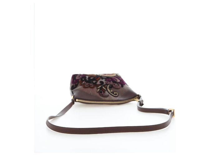 ETRO Paisley Patchwork Shoulder Bag PVC Leather Brown Bordeaux - vista 7