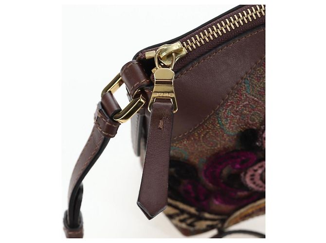 ETRO Paisley Patchwork Shoulder Bag PVC Leather Brown Bordeaux - vista 9