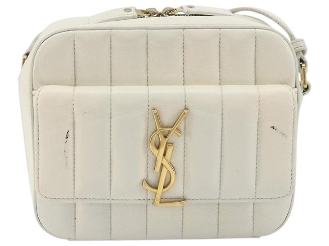 SAINT LAURENT Shoulder Bag Leather White Gold - vista 13