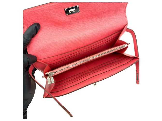 Hermès Hermes Kelly Wallet - Long Chevre Mysore Card Holder Rosa - vista 7