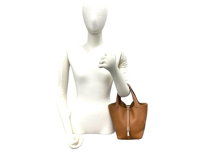 Hermès Borsa tote mini Hermes Picotin Lock PM in pelle Marrone - vista 2
