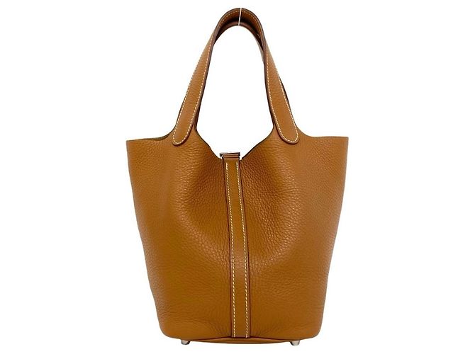 Hermès Borsa tote mini Hermes Picotin Lock PM in pelle Marrone - vista 3