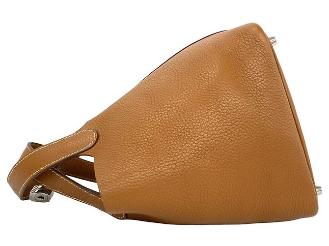 Hermès Borsa tote mini Hermes Picotin Lock PM in pelle Marrone - vista 5