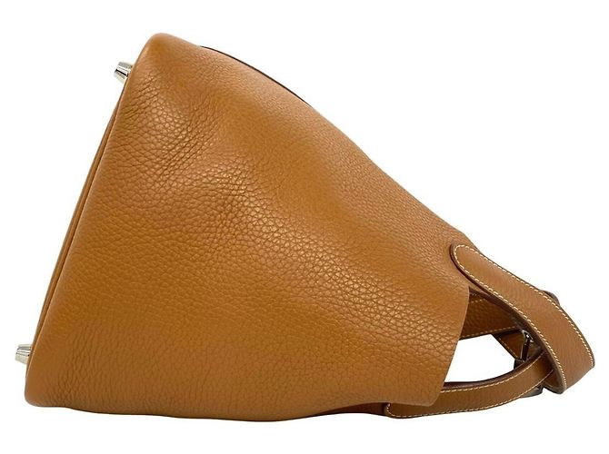 Hermès Borsa tote mini Hermes Picotin Lock PM in pelle Marrone - vista 6