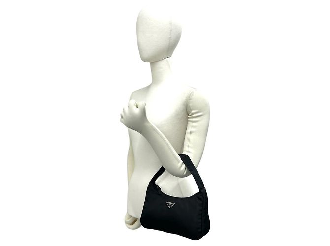 Mini borsa in nylon con logo triangolare Prada Nero - vista 2
