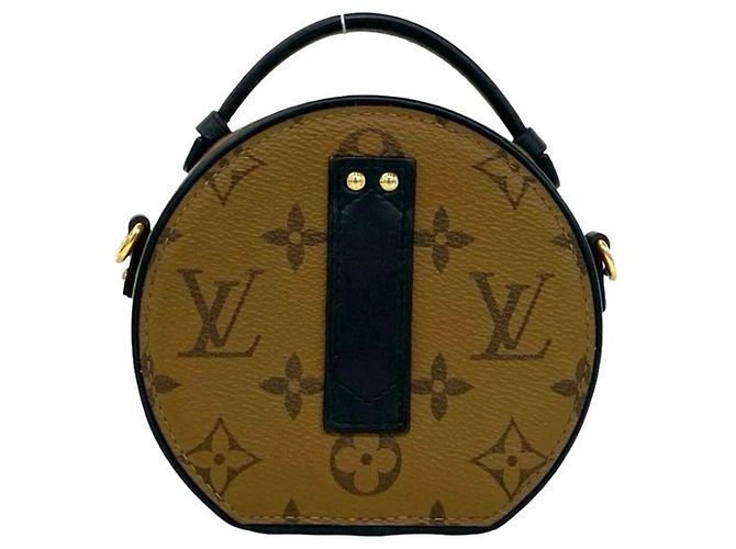 Borsa a spalla Louis Vuitton Mini Boite Chapeau Monogram Reverse in pelle Marrone - vista 3