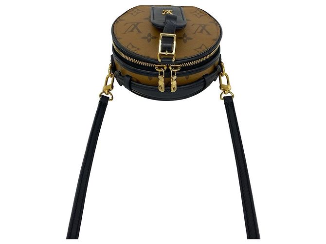 Borsa a spalla Louis Vuitton Mini Boite Chapeau Monogram Reverse in pelle Marrone - vista 4