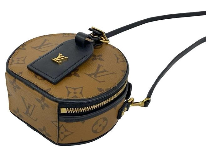 Borsa a spalla Louis Vuitton Mini Boite Chapeau Monogram Reverse in pelle Marrone - vista 8