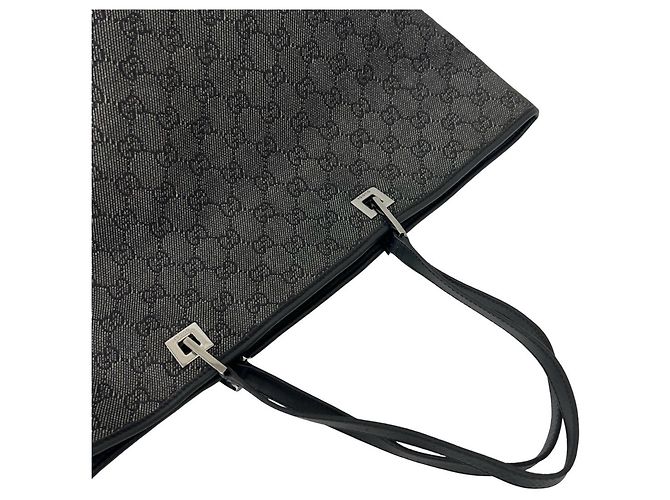 Gucci GG Logo Pattern Canvas Leder Tote Bag Schwarz - Ansicht 4